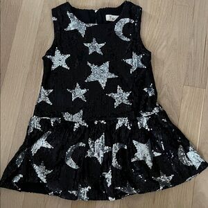 Black and Silver Starry Kids Casual Dress